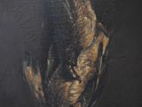 a painting of a dead bird on a black background
