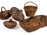 wicker baskets with handles and handles on a white background