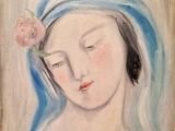 une image d'un tableau représentant une femme avec une fleur dans les cheveux