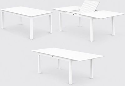 40 / Table de jardin Oviala extensible aluminium blanc…