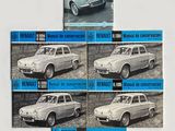 six anciennes brochures automobiles de tailles et de couleurs différentes