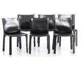 lot de six chaises de salle à manger en cuir noir