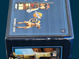 a blue box with a picture of a bunch of people on it