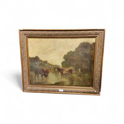 École française du XIXe : "Scène champêtre".