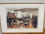 painting of a group of people sitting around a table in a room