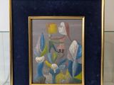 a picture of a painting on display in a glass case