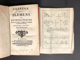 an old book opened to show a diagram of the elements of mathematics