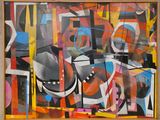 une peinture d'un groupe de personnes sur un mur