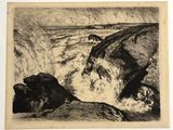 une image représentant un dessin en noir et blanc de vagues se brisant sur des rochers