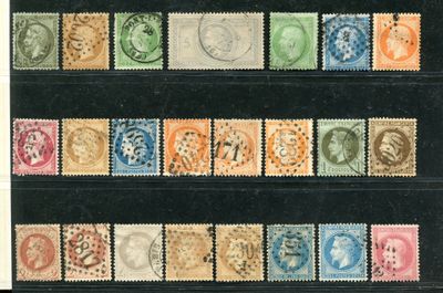 a group of stamps with different colors and designs on them
