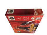 a red box that has a picture of a fire fighter on it