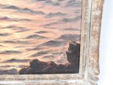 a picture of a painting of a sunset over the ocean