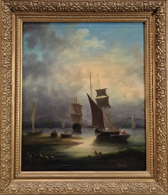 DUBOIS (XXème Siècle) Marine HUILE SUR TOILE