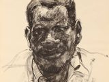 dessin représentant un homme en chemise blanche, les yeux fermés