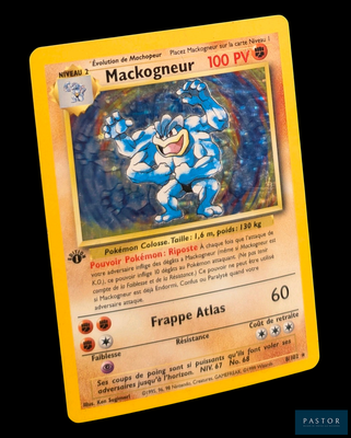 une image d'une carte Pokémon représentant un personnage Pokémon bleu et blanc