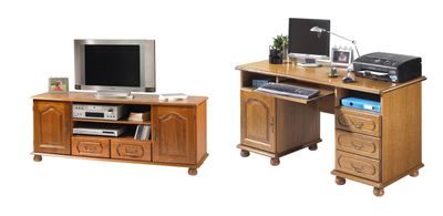 Lot de 2 meubles composé de: 1 Meuble informatique 1 porte 3…