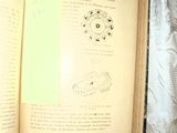 an open book with a drawing of a clock on it