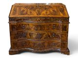 une image d'un bureau en bois avec des tiroirs et des tiroirs