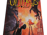 an image of a board game called outcasts with a picture of a man and a dog
