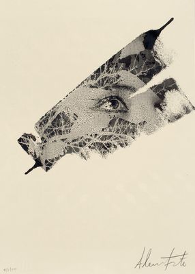 a black and white photo of a woman ' s face with a feather