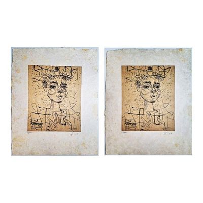 «*»Paul AÏZPIRI (1919-2016) Composition au personnage Deux g…