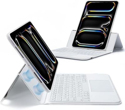trois vues différentes d'un ordinateur portable équipé d'un clavier