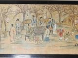 a picture of a painting of a group of people in a park