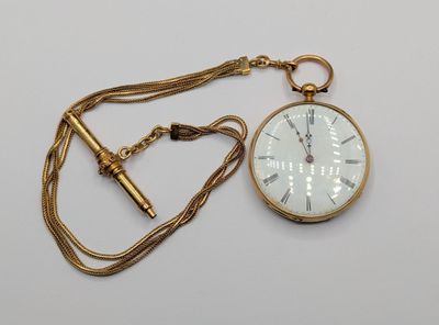 an image of a gold pocket watch with a chain around it