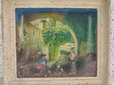 a picture of a painting of two children in a garden