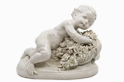 CAPODIMONTE - L. BADESSI Sculpture en porcelaine émaillée bl…