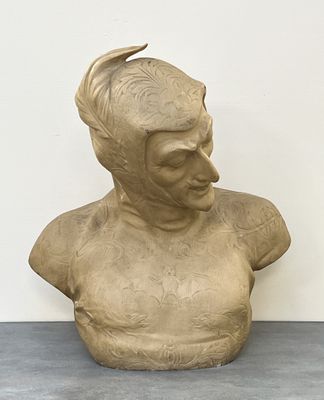 LECORNEY Nicolas (XIXe). Méphistophélès. Buste en marbre sculpté.