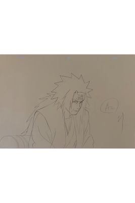 drawing of a man with long hair and a beard sitting down