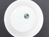 a white plate with a green design on it