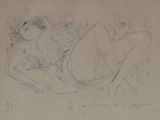 drawing of a woman sitting on a chair with her legs crossed
