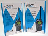 packaging of two midland g9 pro walkie talkies in a box