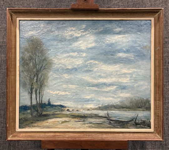 Anders OSTERLIND (1887-1960) « paysage lacustre ». Huile sur toil...