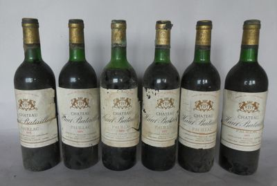 6 bouteilles château HAUT-BATAILLEY 5e cru Pauillac 1975 (es…