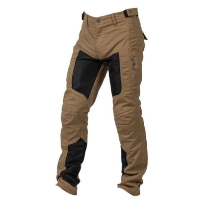 a man in khaki pants with black and tan accents