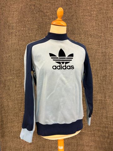 ADIDAS – Sweat vintage 2 tons de bleu, marque sur le devant en ve...