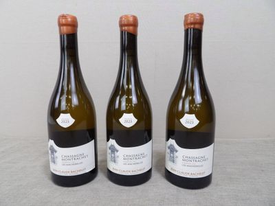 trois bouteilles de vin sont alignées sur une table