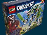 a box of legos with a picture of a green and white robot