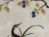 a painting of a bird sitting on a branch of a tree