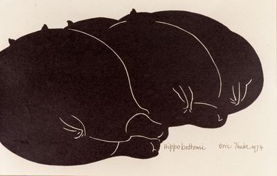 a drawing of a black cat sleeping on a pillow
