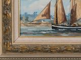 a painting of a sailboat on the water
