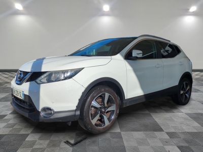 the white nissan qx sport suv is parked on a checkered floor