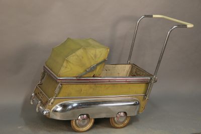 a small toy car with a box in the back