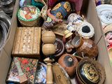 a box full of assorted items sitting on a table