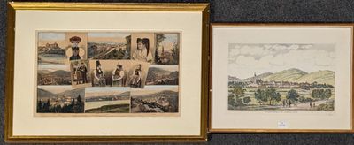 deux tableaux encadrés représentant un paysage et une ville