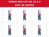 pack of six toothbrushes with different colors of toothpaste on them