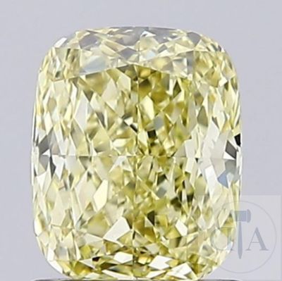 un diamant taille « cushion » raffiné, orné d'un diamant jaune en son centre